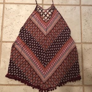 Red multi halter top